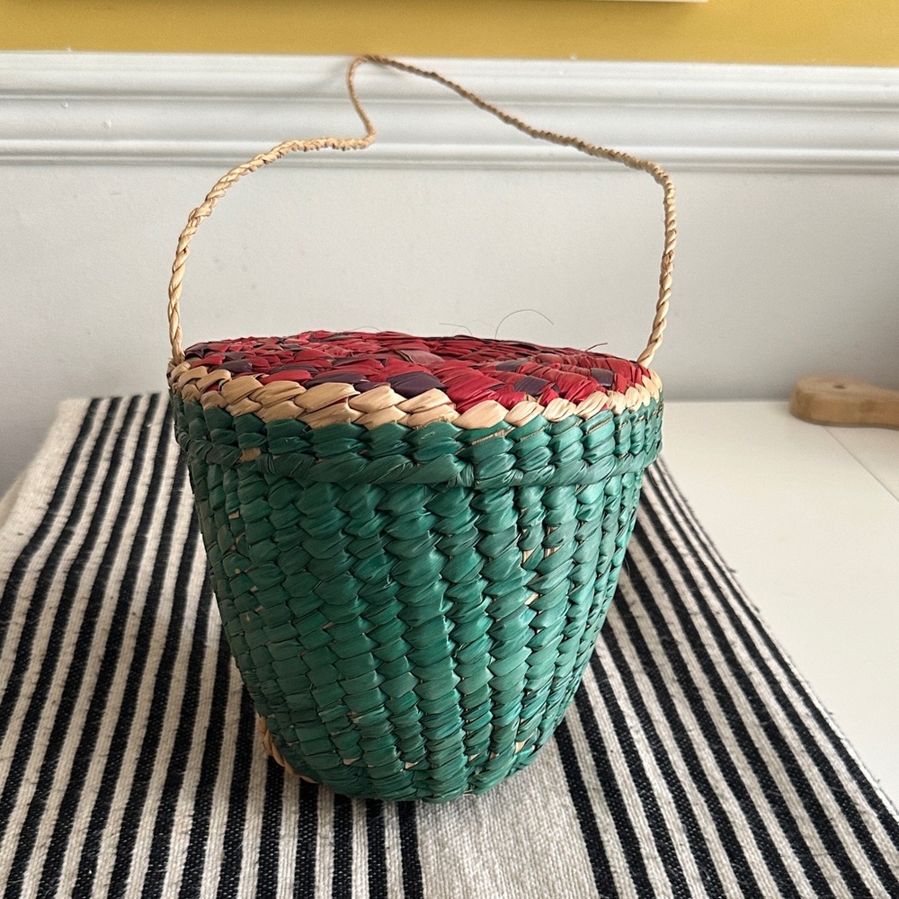 Handmade Colorful Woven Watermelon Basket with Handle